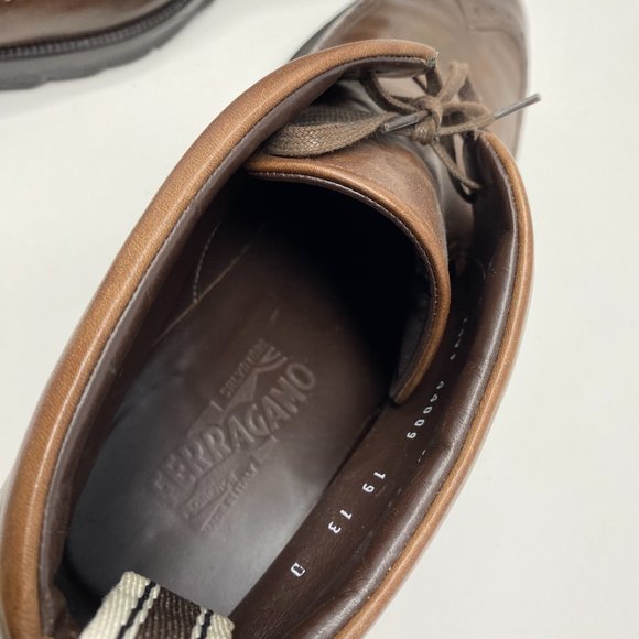 salvatore ferragamo leather lace-up wingtip boots - Picture 9 of 9